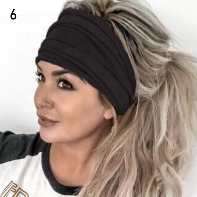 10 Styles Women Stretch Wide Headwrap Sports Running Bandage Hair Bands Yoga Fitness Turban Elastic Headband Cotton Headwear