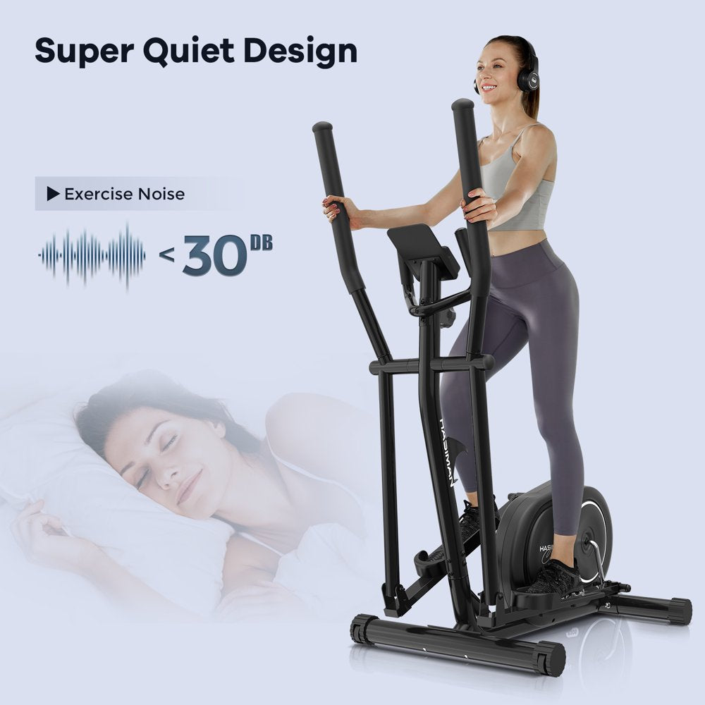 Pooboo  Magnetic Elliptical Exercise Machine Elliptical Bike Trainers for Home Use Pulse Rate Grips 350LB