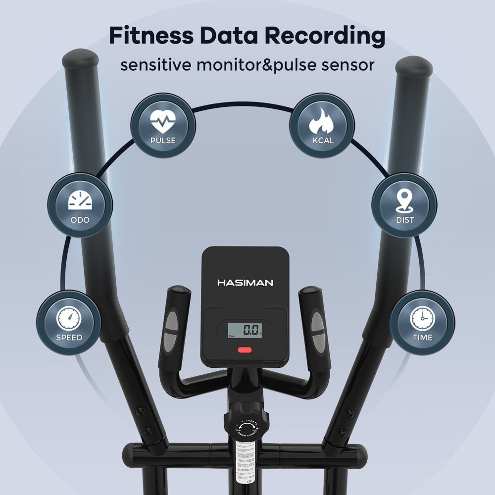 Pooboo  Magnetic Elliptical Exercise Machine Elliptical Bike Trainers for Home Use Pulse Rate Grips 350LB